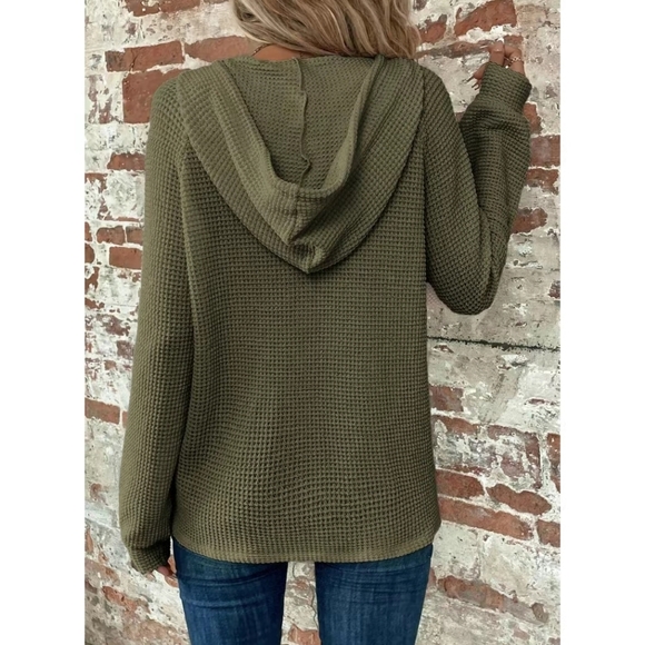 Waffle knit hooded sweatshirt - Picture 2 of 3